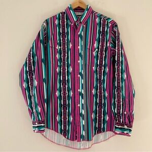 Vintage 90’s WRANGLER BRUSHPOPPER SHIRT Western Cowboy Aztec Southwestern Rodeo
